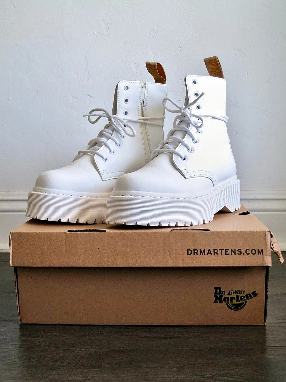 Dr. Martens Jadon II Mono White Platform Combat Boots US 7 M / US 8 L